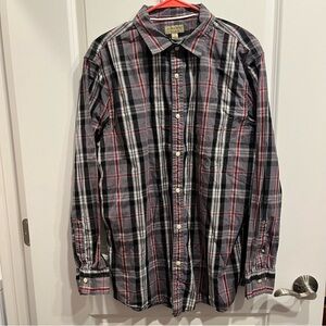 Men’s Sonoma Plaid Button Down Red Black Size Large.